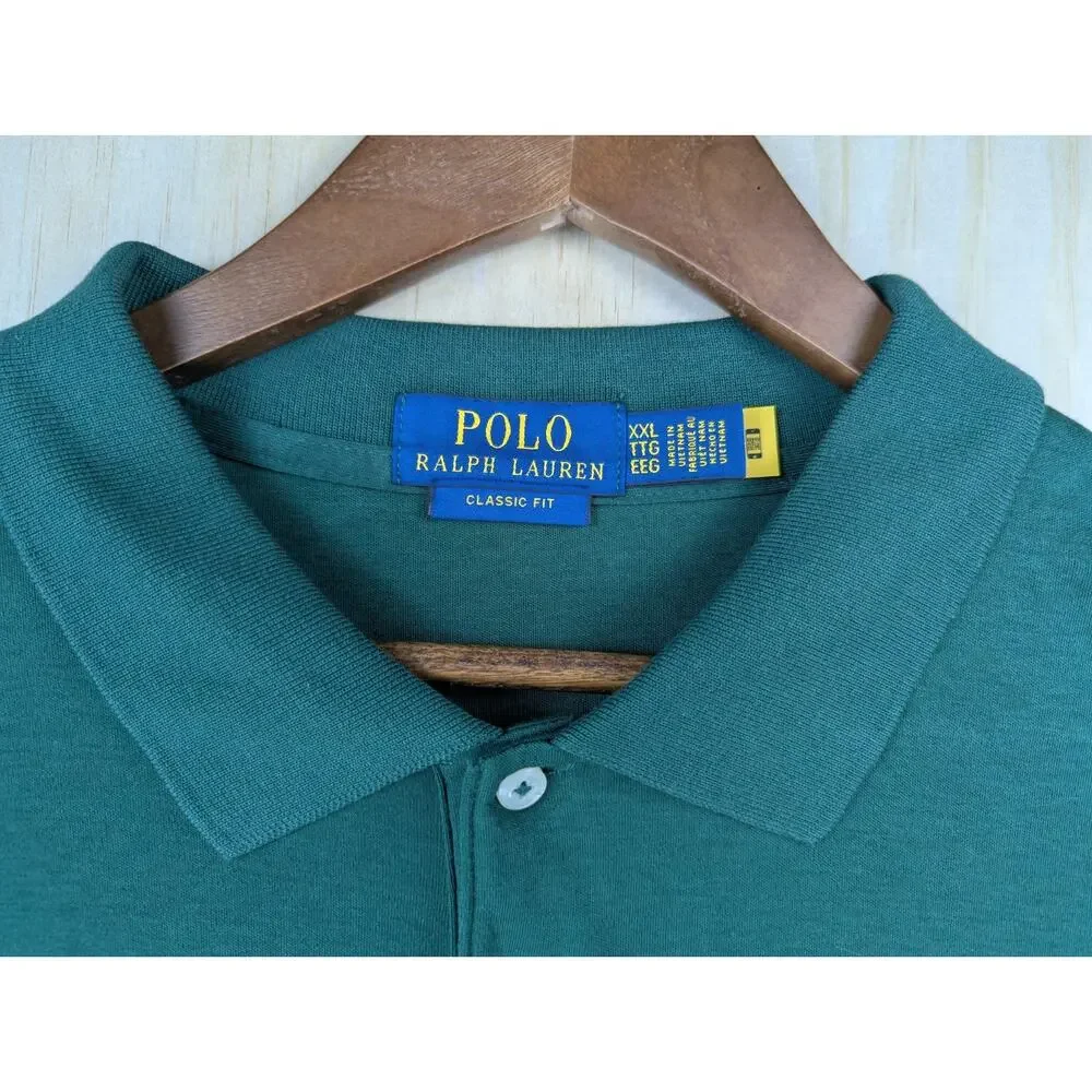 Polo Ralph Lauren Men's XXL Classic Fit Green Cotton Polo Shirt NWT